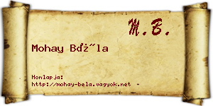 Mohay Béla névjegykártya