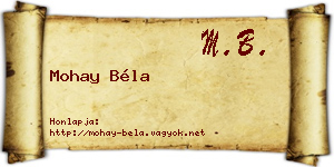 Mohay Béla névjegykártya